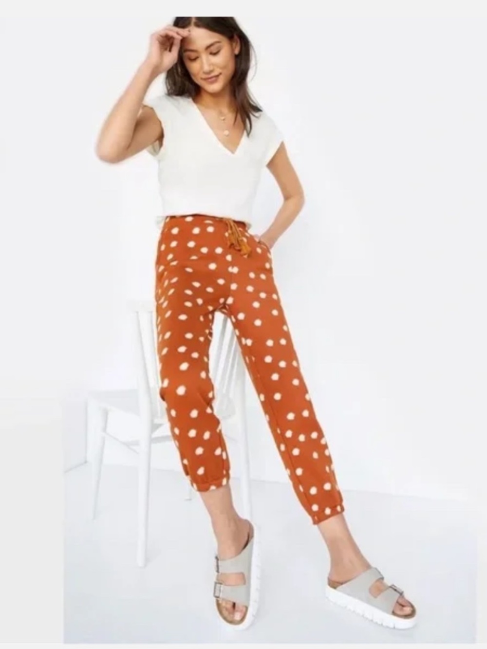 Anthropologie Daly Practice polka dot tasseled joggers.‎ NWT. Retail 90